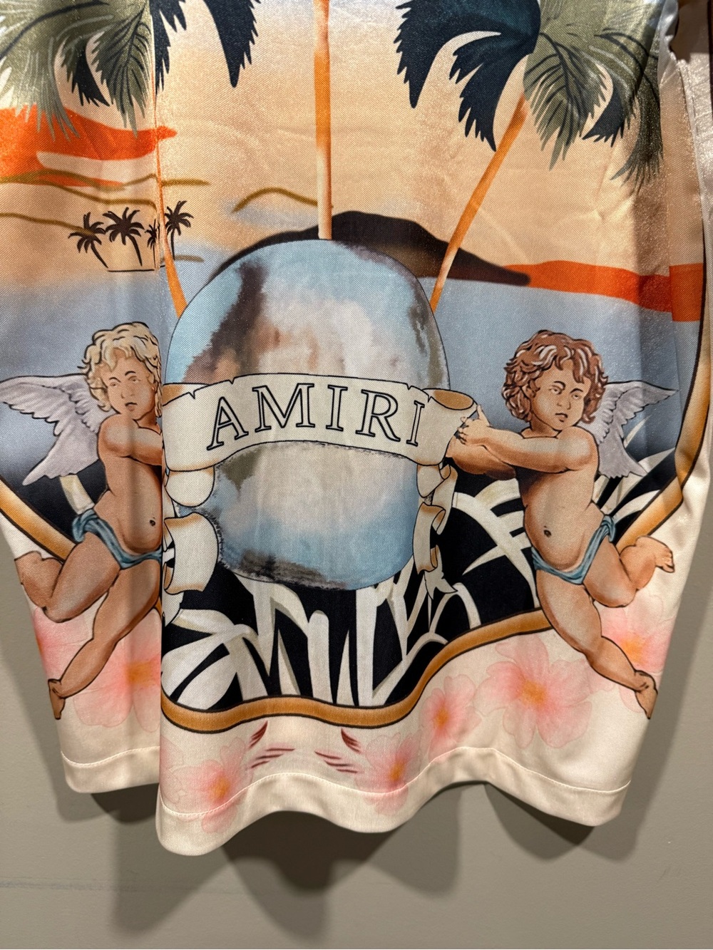 AMIRI Cherub Multicolor Printed Palm-Tree Silk Camp Shirt (Set 1:1 defect) image 8